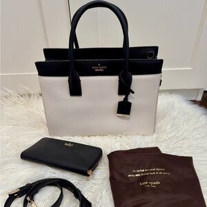Kate Spade Black and Cream Satchel Set